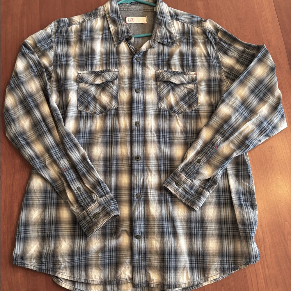 Cutter & Buck Blue Plaid Shirt